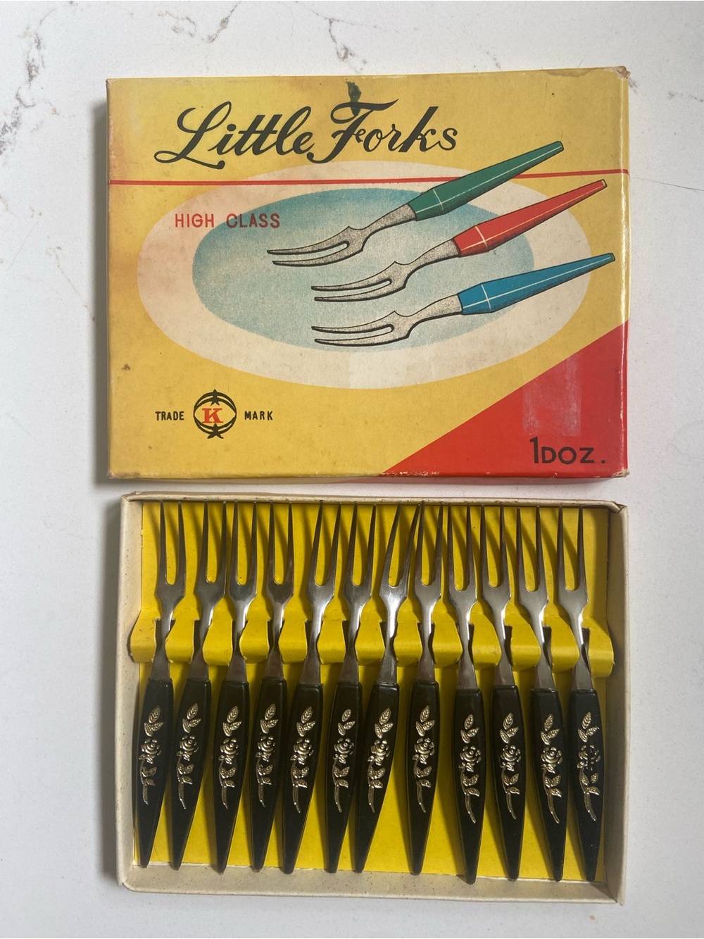 Vintage MCM Black Cocktail Forks - Set of 12